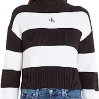 Calvin Klein Jeans Women Pullover Label Chunky Turtleneck