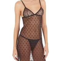 Emporio Armani Women’s Emporio Armani Women’s Dollstring Set All Over Mesh Monogram Babydoll Lingerie