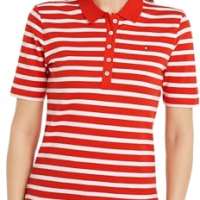 Tommy Hilfiger Women 1985 Reg Pique Stripe Polo Ss SS Polos