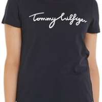 Tommy Hilfiger Women Reg C-Nk Signature Tee Ss SS Knit Tops