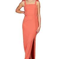 Coral Rose Tie Strap Maxi Dress