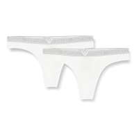 Emporio Armani Women’s Stretch Cotton Studs Logoband 2-Pack Thong Panties