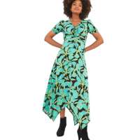 Joe Browns Women’s Neon Floral Puff Sleeve Drawstring Waist Maxi Dress