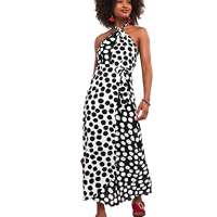 Joe Browns Women’s Silky Monochrome Spot Wrap Halterneck Maxi Dress Special Occasion