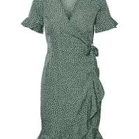 VERO MODA Women’s Vmhenna 24 Wrap Frill Dress Noos