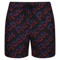 Reebok Mens Swim Trunks in Allover Black  Red Branded Print