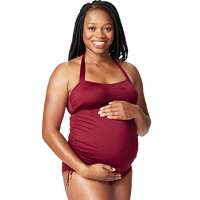 Rosewater Cordial Maternity Tankini – Balconette Style with Side Ruching Adjustable Drawstring – Burgundy