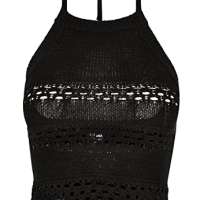 Urban Classics Women’s Ladies Short Crochet Knit Neckholder Top Cami Shirt