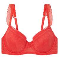 Women’secret Women’s Beautiful Coral lace Ruffle Balconette Bra Padded