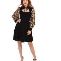 Joe Browns Women’s Gold Applique Keyhole Front Velvet Skater Dress Casual Night