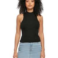 Urban Classics Women’s Ladies Short Rib Knit Turtleneck Top T-Shirt